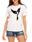 olcso Női pólók-Női Póló 100% pamut Grafika Cica Pillangó Fekete Fehér Sárga Nyomtatott Rövid ujjú Napi Hétvége Alap Kerek Vékony Nyár
