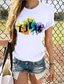 Χαμηλού Κόστους Γυναικεία T-Shirts-Γυναικεία Μπλουζάκι 100% Βαμβάκι Γραφική Γάτα Πεταλούδα Μαύρο Λευκό Κίτρινο Στάμπα Κοντομάνικο Καθημερινά Σαββατοκύριακο Βασικό Στρογγυλή Λαιμόκοψη Λεπτό Καλοκαίρι