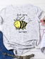 tanie T-shirty damskie-Damskie Podkoszulek Designerskie Tłoczenie na gorąco Graficzny Pszczoła Wzór Litera Zwierzę Krótki rękaw Okrągły dekolt Codzienny Nadruk Odzież Odzież Designerskie Podstawowy Biały Rumiany róż Żółty