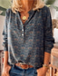 billige Bluser og trøjer til kvinder-Dame Boheme Bluse Skjorte Blomstret Geometrisk Blomst Knap Krave Boheme stil Toppe Løstsiddende Vin Dusty Blue
