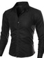 abordables Camisas de vestir-Camisa de hombre de color sólido con cuello abotonado para trabajo diario, tops de manga larga, camisas básicas de vestir de trabajo de vino blanco y negro