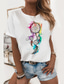 preiswerte T-Shirt-Damen T Shirt Design Heißprägen Schmetterling Grafik-Drucke Design Kurzarm Rundhalsausschnitt Täglich Kleidung Design Schmetterling Katze Weiß