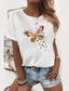 billige T-skjorter til kvinner-Dame T skjorte 100 % bomull Sommerfugl Grafiske trykk Svart og Hvit Katt Svart Kortermet Daglig Rund hals Tynn