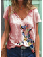 olcso Női pólók-Női Póló Dizájn Nyár Rövid ujjú Dizájn Állat 3D nyomtatás V-alakú Napi Nyomtatott Ruházat Ruhák Dizájn Alap Lóhere Fehér Medence