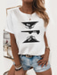 billiga T-shirt-Dam T-shirt Designer Het stämpling Hjärta Grafiska tryck Tryck Design Kortärmad Rund hals Dagligen Kläder Kläder Designer Katt Vit Purpur