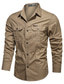 cheap Denim Shirts-Men&#039;s Shirt Denim Shirt Solid Colored Collar Button Down Collar Daily Long Sleeve Tops Basic Black Army Green Khaki