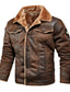 cheap Men’s Furs &amp; Leathers-Men&#039;s Jacket Suede Jacket Biker Jacket Winter Regular Solid Colored Jackets Embroidered Casual Daily Black Brown Khaki