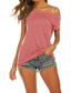 cheap Women&#039;s T-shirts-Women&#039;s T shirt Tee Designer Summer Short Sleeve Color Gradient Off Shoulder Daily Clothing Clothes Designer Basic Black Gray Pink