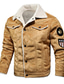 cheap Men’s Furs &amp; Leathers-Men&#039;s Jacket Suede Jacket Biker Jacket Winter Regular Solid Colored Jackets Embroidered Casual Daily Black Brown Khaki