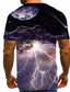 tanie T-shirty 3D męskie-Męskie Koszulki Podkoszulek Koszula Designerskie Lato Graficzny Oświetlenie Księżyc Krótki rękaw Okrągły dekolt Codzienny Wyjściowe Nadruk Odzież Odzież Designerskie Podstawowy Moda miejska Czarny