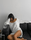 abordables Mini Robes-Femme Robe Pull Robe courte courte Blanche Noir Manches Longues Couleur unie Dos Nu L&#039;autume Col Rond chaud Sexy 2022 S M L XL