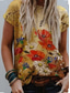 cheap Women&#039;s T-shirts-Women&#039;s T shirt Tee Designer Summer Short Sleeve Floral Galaxy Flower 3D Print Round Neck Daily Print Clothing Clothes Designer Basic Yellow