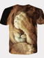 tanie T-shirty 3D męskie-Męskie Koszula Podkoszulek Koszulki Moda miejska Przesadny Nowoczesne Lato Krótki rękaw Biały Żółty Pomarańczowy Graficzny Zwierzę Lew Nadruk Okrągły dekolt Codzienny Święto Wzór zwierząt Moda Odzie