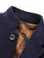 Недорогие Мужские куртки и пальто-Муж. Шерстяное пальто Пальто Блейзер Зима Длинная Сукно Однотонный Классический Повседневные Флисовая подкладка Теплый Черный Винный Темно синий Серый