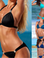abordables Conjuntos de bikini-Mujer Bañadores Bikini 2 piezas Traje de baño Relleno Delgado Color sólido Bleu Ciel Azul Piscina Negro Azul Real Naranja Cabestro Con Tirantes Trajes de baño nuevo Elegante Romántico / Sensual
