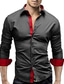 זול חולצות שמלה-חולצות גברים צווארון חולצות עם שרוולים ארוכים בגדי רחוב שחור ולבן ספיר נייבי/חולצות קז&#039;ואל