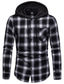 cheap Overshirts-men&#039;s long sleeve hoodie plaid flannel button down shirt