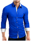 abordables Camisas de vestir-camisa de hombre cuello camisas de manga larga streetwear blanco y negro zafiro azul marino/camisas casuales
