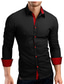 olcso Alkalmi ingek-férfi ing gallér hosszú ujjú felsők utcai ruházat fekete-fehér zafír sötétkék/alkalmi ingek