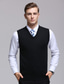 ieftine veste pulover1-Bărbați Vestă pulover Pulover de lână Plover Tricotat V Adânc Tricotat Culoare solidă În V De Bază Stilat Îmbrăcăminte Iarnă Toamnă Negru Roșu Vin M L XL