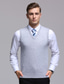 billige sweaterveste 1-Herre Sweater vest Uldtrøje bluse Strikke Dyb V Strikket Helfarve V-hals Basale Stilfuld Tøj Vinter Efterår Sort Vin M L XL