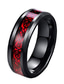 abordables Men&#039;s Trendy Jewelry-Anillo de dragón celta negro de fibra de carbono rojo de 8 mm para hombres banda de boda con bordes biselados (13)
