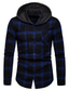 cheap Overshirts-men&#039;s long sleeve hoodie plaid flannel button down shirt