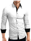 abordables Camisas de vestir-camisa de hombre cuello camisas de manga larga streetwear blanco y negro zafiro azul marino/camisas casuales