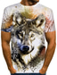 cheap Men&#039;s Casual T-shirts-Men&#039;s Unisex T shirt Tee Shirt 3D Print Graphic Patterned Wolf Animal Plus Size Round Neck Daily Print Short Sleeve Tops Designer Basic Chic &amp; Modern Exaggerated White Blue Gray