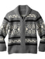 cheap Men&#039;s Cardigan Sweater-Men&#039;s Cardigan Knit Knitted Geometric V Neck Fall Winter Gray Khaki M L XL / Long Sleeve