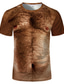 tanie T-shirty 3D męskie-Męskie Podkoszulek Designerskie Lato Krótki rękaw Graficzny 3D Orangutan Nadruk Puszysta Okrągły dekolt Codzienny Święto Nadruk Odzież Odzież Designerskie Przesadny Zabawny Brązowy