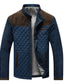 cheap Men&#039;s Downs &amp; Parkas-men&#039;s contrast stand collar button down quilted jacket (large, navy-grey)