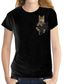 billige T-skjorter til kvinner-Dame T skjorte Hvit Svart Katt 3D Trykt mønster Kortermet Daglig Grunnleggende Rund hals Normal 3D Cat S