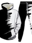 tanie Zestawy bluz męskich-Męskie Zestaw bluzy 3D 2-częściowa Designerskie Codzienny Graficzny Nadruk Kaptur Codzienny Długi rękaw Odzież Odzież Regularny Zielony Biały Czarny Szary Ciemnoszary