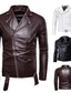 cheap Men’s Furs &amp; Leathers-Men&#039;s Faux Leather Jacket Biker Jacket Party Daily Sports Fall Winter Regular Coat Regular Fit Streetwear Punk &amp; Gothic Jacket Long Sleeve Color Block Solid Colored Brown White Black