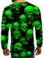 cheap Men&#039;s 3D T-shirts-Men&#039;s T shirt Tee 1950s Long Sleeve Graphic 3D Skull Print Plus Size Round Neck Daily Sports Print Clothing Clothes 1950s Green