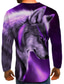 cheap Men&#039;s 3D T-shirts-Men&#039;s T shirt Tee 1950s Long Sleeve Purple Graphic Animal Print Plus Size Round Neck Daily Sports Print Clothing Clothes 1950s