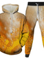 halpa Miesten hupparisetit-Miesten 3D-hupparisetti 2-osainen Edessä tasku 3D-kuvio Suunnittelija Vapaa-aika Kuvitettu Olut Painettu Hupullinen Päivittäin Pitkähihainen Vaatteet Vaatteet Normaali Valkoinen Musta Sininen