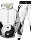 billige Hættetrøjesæt til mænd-Herre 3D hættetrøjer sæt 2 stk Designer Afslappet Grafisk Trykt mønster Hætte Daglig Langærmet Tøj Tøj Regulær Grøn Hvid Sort Grå Mørkegrå