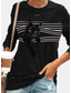 זול טרנינגים וקפוצ&#039;ונים לנשים-בגדי ריקוד נשים קפוצ&#039;ון טרנינג תעצור בצד יום יומי שחור פסים חתול גראפי יומי צווארון עגול שרוול ארוך S M L XL XXL