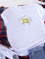 baratos T-Shirts de mulher-Mulheres Camiseta Designer Impressão A Quente Floral Estampas Abstratas Detalhes Manga Curta Decote Redondo Diário Imprimir Roupas Designer Básico Branco Preto Rosa