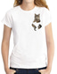 billige T-skjorter til kvinner-Dame T skjorte Hvit Svart Katt 3D Trykt mønster Kortermet Daglig Grunnleggende Rund hals Normal 3D Cat S