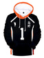 abordables hoodies graphiques-Inspiré par Haikyuu Cosplay Costume de Cosplay Sweat à capuche Térylène Bloc de couleur Imprimé Harajuku Art graphique Sweat à capuche Pour Homme / Femme