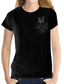 cheap Women&#039;s T-shirts-Women&#039;s T shirt Tee Black 100% Cotton White Cat 3D Print Short Sleeve Daily Basic Round Neck Regular 3D Cat S