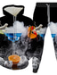 voordelige Hoodie-sets voor heren-Voor heren 3D-hoodies set 2-stuks Voorvak 3D-print Ontwerper Casual Grafisch Bier Print Capuchon Dagelijks Lange mouw Kleding Kleding Normale pasvorm Wit Zwart blauw Regenboog Oranje