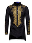זול חולצות שמלה-גברים אפריקאים מסורתיים דאשיקי יוקרה מטאלית זהב מודפס חולצת חתונה אמצע ארוכה בורדו x-large