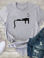 Χαμηλού Κόστους Γυναικεία T-Shirts-Γυναικεία Μπλουζάκι Υψηλής Ποιότητας Καυτή σφράγιση Γάτα Σχέδιο Κοντομάνικο Στρογγυλή Λαιμόκοψη Καθημερινά Στάμπα Ρούχα Ρούχα Υψηλής Ποιότητας Βασικό Λευκό Μαύρο