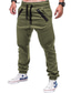 billige Sportsbukser-mænds afslappede joggerbukser joggingbukser bukser daglige bukser ensfarvet fuld længde elastisk linning snøre med sidelomme armygrøn grå khaki sort