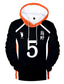 billiga grafiska hoodies-Inspirerad av Haikyuu Cosplay Cosplay-kostym Huvtröja Terylen Färgblock Tryck Harajuku Grafisk Huvtröja Till Dam / Herr