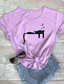 preiswerte T-Shirt-Damen T Shirt Design Heißprägen Katze Design Kurzarm Rundhalsausschnitt Täglich Bedruckt Kleidung Design Basic Weiß Schwarz